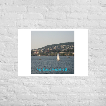 Beautiful River & Hills Sinari Photo paper poster with realestatematching with key Logo