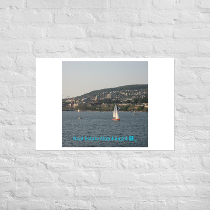 Beautiful River & Hills Sinari Photo paper poster with realestatematching24 with key Logo