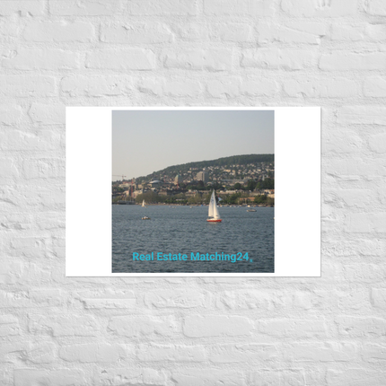 Beautiful River & Hills Sinari Photo paper poster with realestatematching24 without key Logo