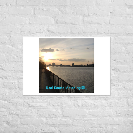 Awesome River View Photo paper poster with realestatematching with key Logo