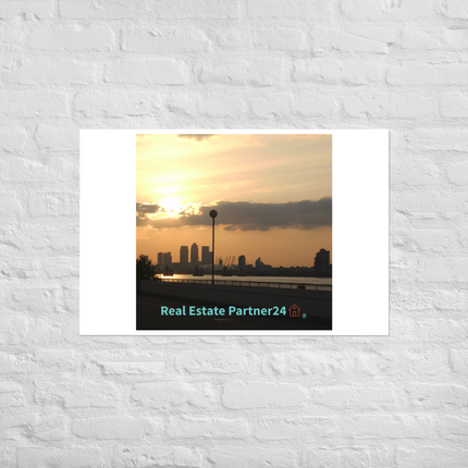 Majestic Sunset Photo paper poster with realestatepartner24 with house Logo