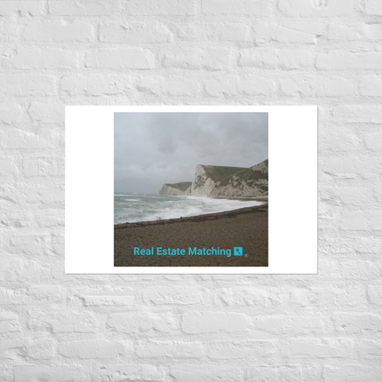Waves and Sand Photo paper poster with realestatematching with key Logo