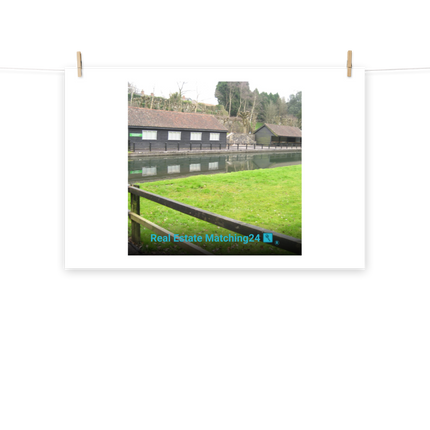 Lakeside Serenity Photo paper poster with realestatematching24 with key Logo