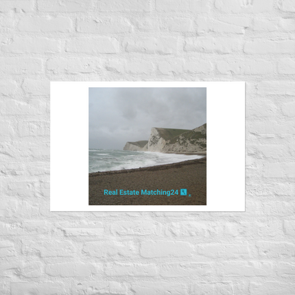 Waves and Sand Photo paper poster with realestatematching24 with key Logo