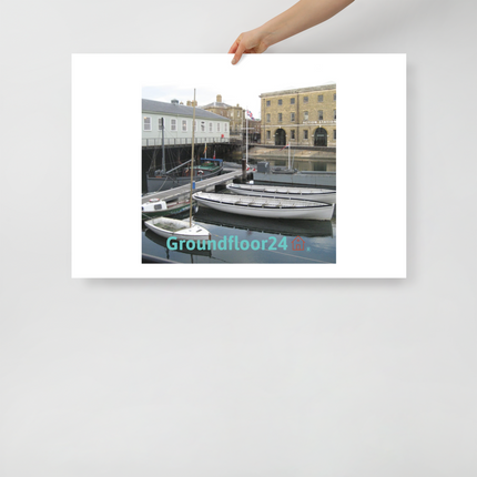 Boat on Water Photo paper poster with Groundfloor24 with House Logo