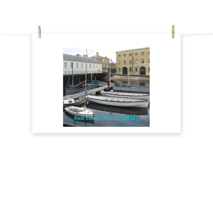 Boat on Water Photo paper poster with realestatematching24 with key Logo