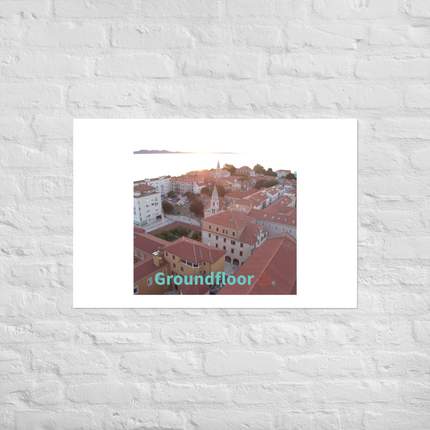 Roof Sunset View Photo paper poster with Groundfloor with House Logo