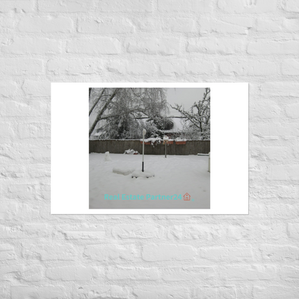 Winter Wonderland Photo paper poster with realestatepartner24 with house Logo