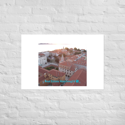 Roof Sunset View Photo paper poster with realestatematching24 with key Logo