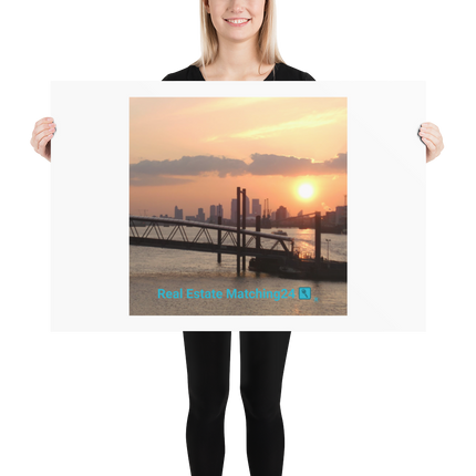 Evening Glow Photo paper poster with realestatematching24 with key Logo