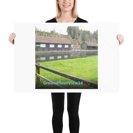 Lakeside Serenity Photo paper poster with groundfloorview24 with House Logo