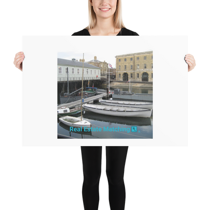 Boat on Water Photo paper poster with realestatematching with key Logo