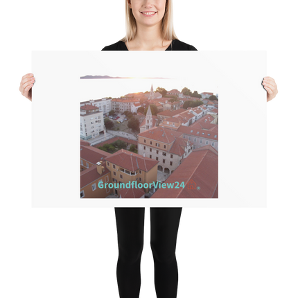 Roof Sunset View Photo paper poster with groundfloorview24 with House Logo