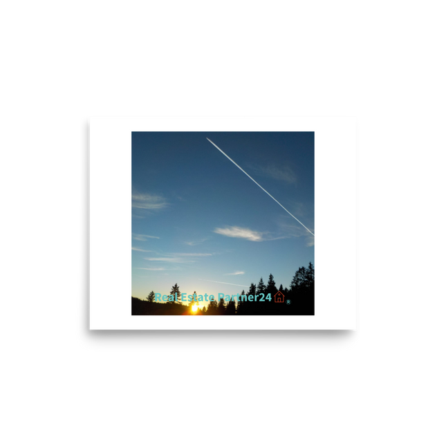 Attractive Sunset Sinari Photo paper poster with realestatepartner24 with house Logo