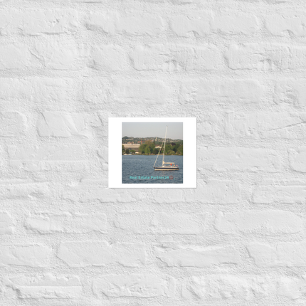 Boat on the River Photo paper poster with realestatepartner24 with house Logo