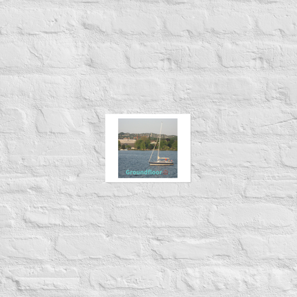 Boat on the River Photo paper poster with Groundfloor with House Logo