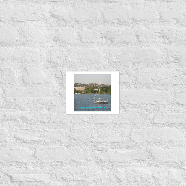Boat on the River Photo paper poster with realestatematching with key Logo