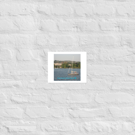 Boat on the River Photo paper poster with realestatematching24 with key Logo