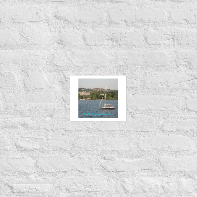 Boat on the River Photo paper poster with realestatematching24 without key Logo