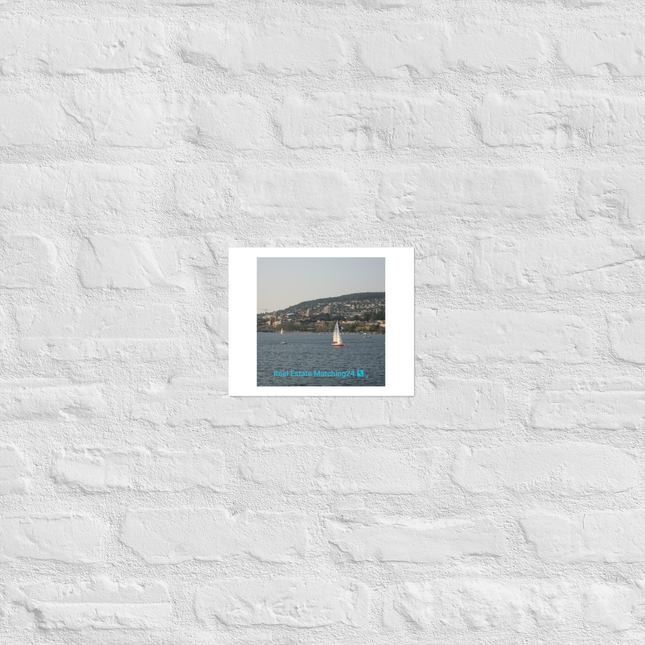 Beautiful River & Hills Sinari Photo paper poster with realestatematching24 with key Logo