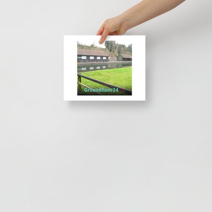 Lakeside Serenity Photo paper poster with Groundfloor24 with House Logo