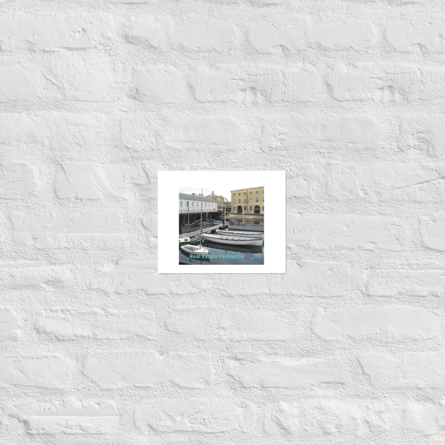Boat on Water Photo paper poster with realestatepartner24 with house Logo