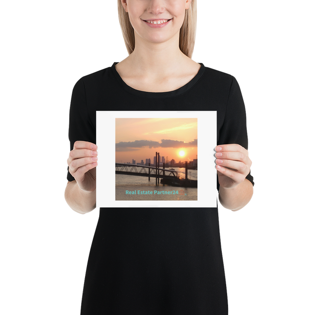 Evening Glow Photo paper poster with realestatepartner24 with house Logo