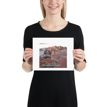 Roof Sunset View Photo paper poster with groundfloorview24 with House Logo