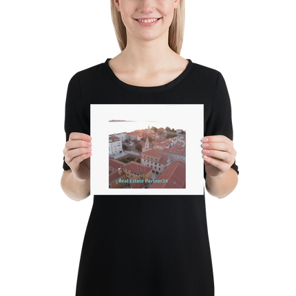 Roof Sunset View Photo paper poster with realestatepartner24 with house Logo