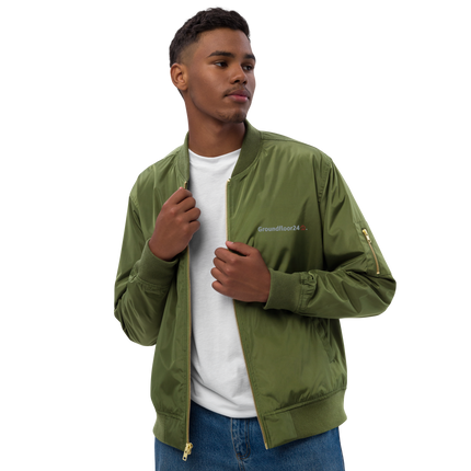 Premium recycled bomber jacket with Groundfloor24 Logo