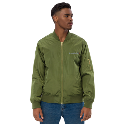 Premium recycled bomber jacket with Groundfloor24 Logo