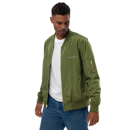 Premium recycled bomber jacket with Groundfloor24 Logo