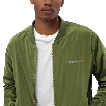 Premium recycled bomber jacket with Groundfloor24 Logo