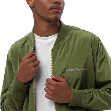 Premium recycled bomber jacket with Groundfloor24 Logo