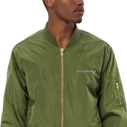 Premium recycled bomber jacket with Groundfloor24 Logo
