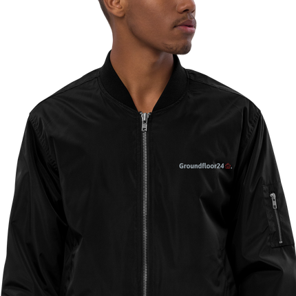 Premium recycled bomber jacket with Groundfloor24 Logo