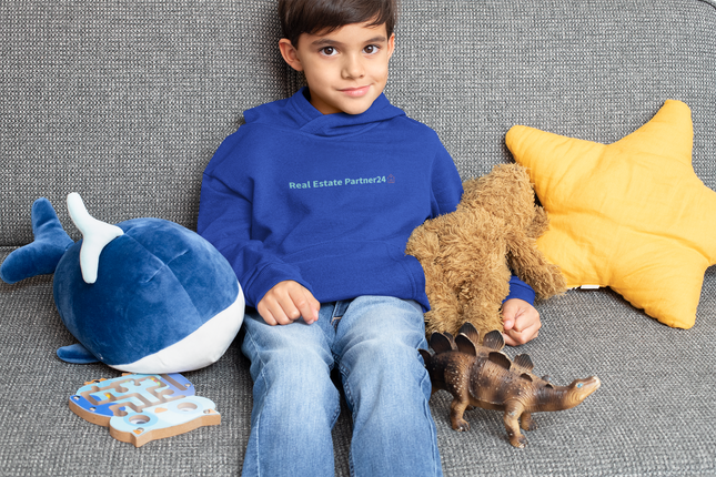 Kids eco hoodie with Real Estate Partner24 Logo