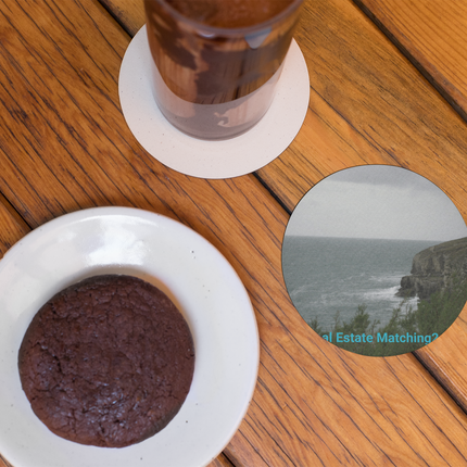 Seaside Serenity Cork-back coaster with realestatematching24 without key Logo