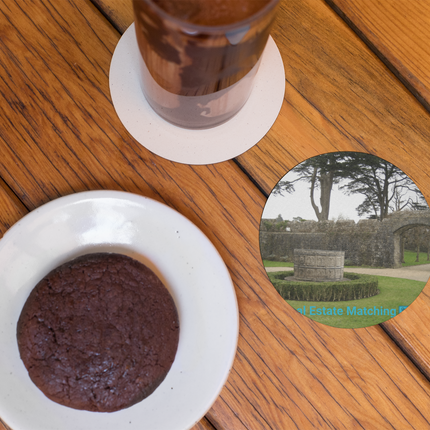 Nature's Wonders Cork-back coaster with realestatematching with key Logo