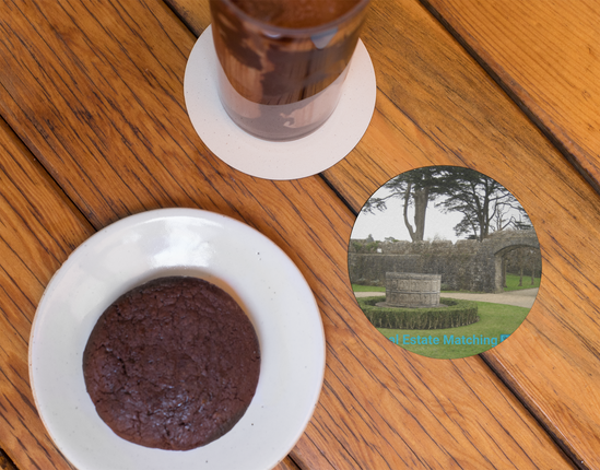 Nature's Wonders Cork-back coaster with realestatematching with key Logo