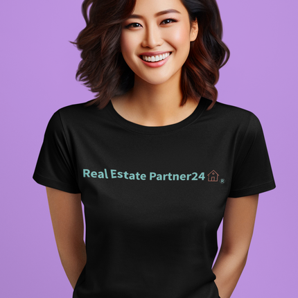Women's fitted eco tee with Real Estate Partner24 Logo