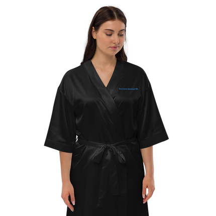 Satin robe with Real Estate Matching24 Logo