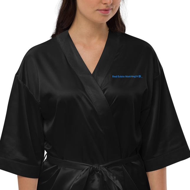 Satin robe with Real Estate Matching24 Logo