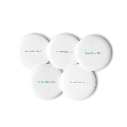 Set of pin buttons with Groundfloor24 Logo