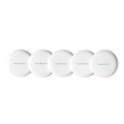 Set of pin buttons with Groundfloor24 Logo