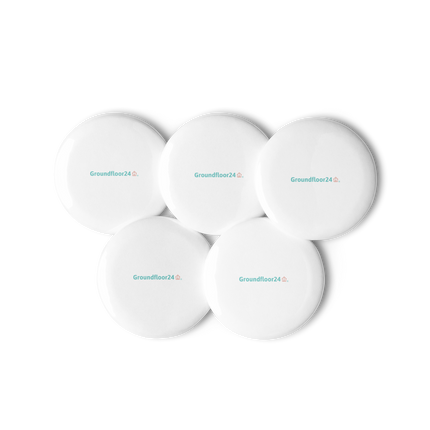 Set of pin buttons with Groundfloor24 Logo