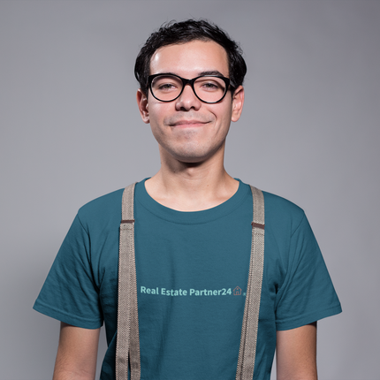 Short-Sleeve Unisex T-Shirt with Real Estate Partner24 Logo