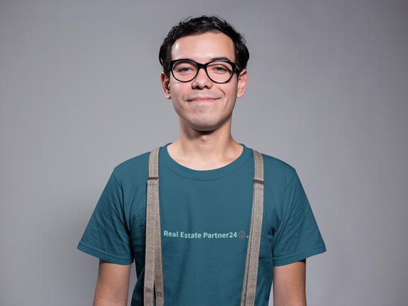 Short-Sleeve Unisex T-Shirt with Real Estate Partner24 Logo
