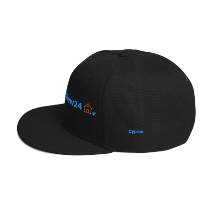 Cyprus Snapback Hat GroundfloorView24 with 3 Logos.