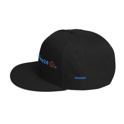 Denmark Snapback Hat GroundfloorView24 with 3 Logos.